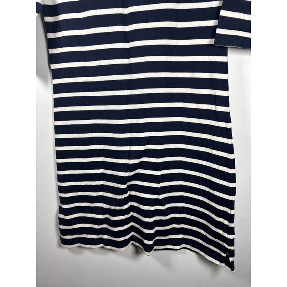 L L Bean Size Medium SAILOR Navy Blue & White Dress Stripe Knee Length - Picture 5 of 7